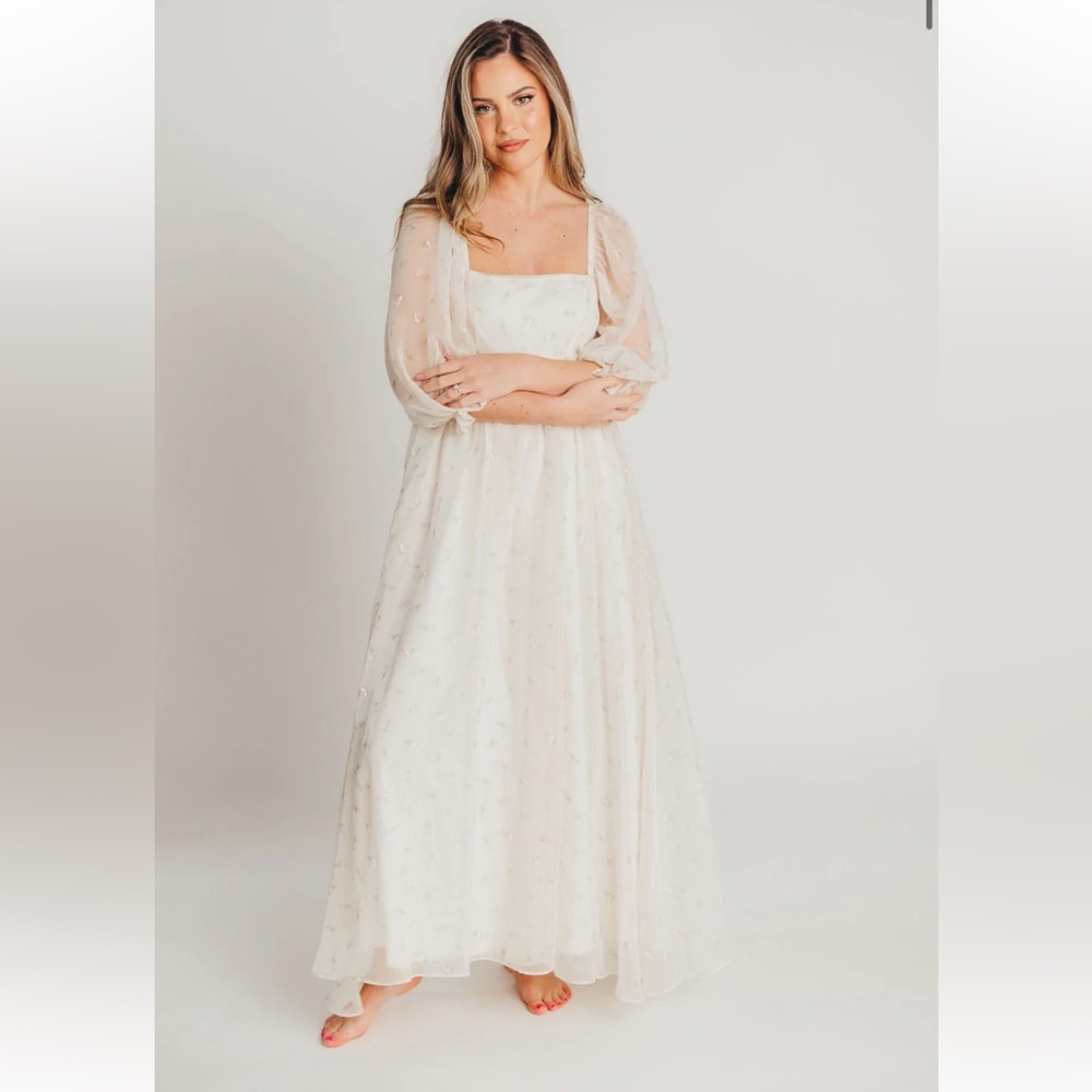 Worth Collective Mona Maxi Dress with Smocking in Butter Floral Size Medium - Picture 9 of 16